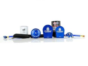 Ford F-250 Oil Filter and Coolant Filtration System - Sinister Diesel - 2-Micron Filtration - Blue Anodized - `03-`07